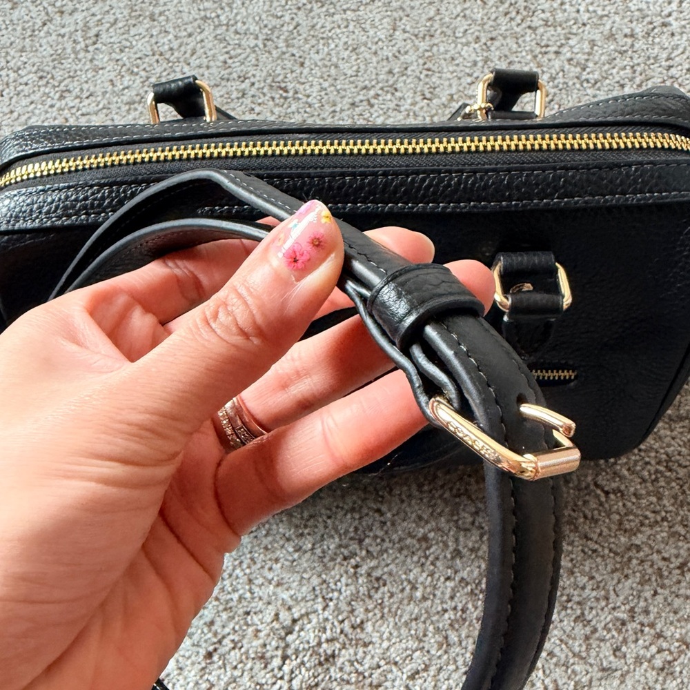 Coach Rowan Black pebbled Leather Satchel - Picture 11 of 11